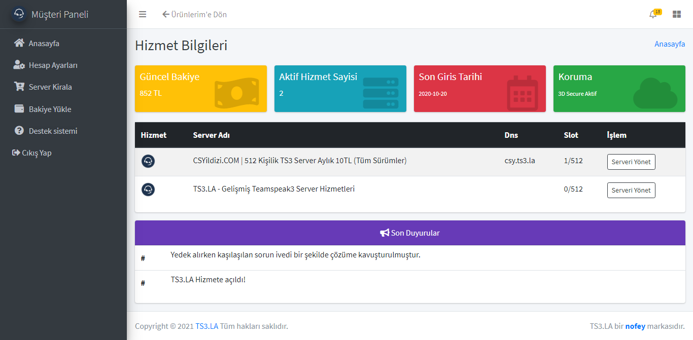 Teamspeak3 Panel Anasayfa